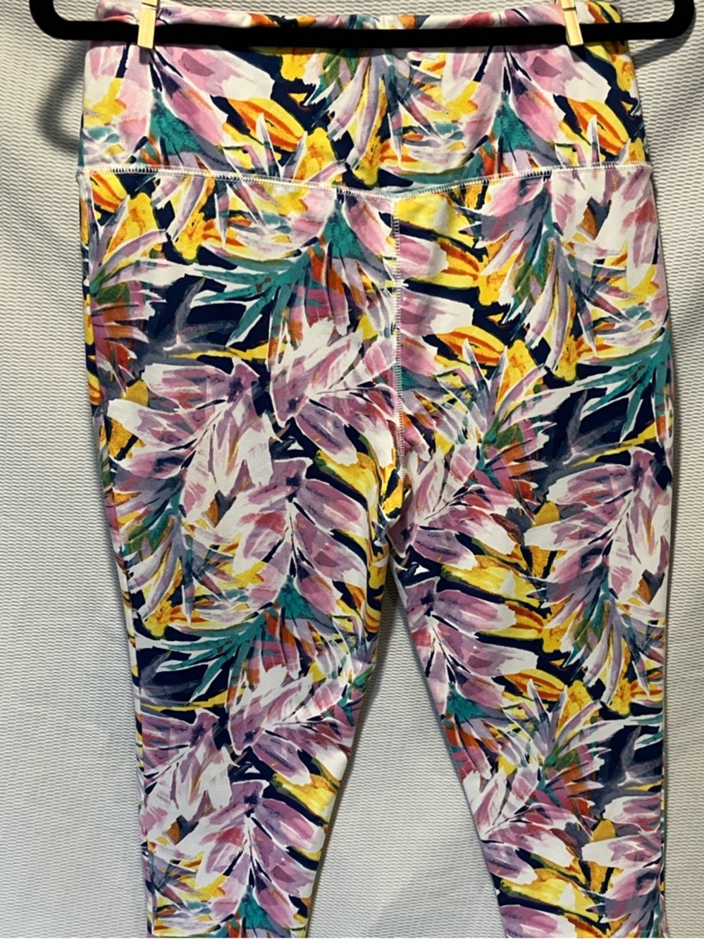 Belle by Kim Gravel Tropical Floral Capris in Pink, Yellow, Teal, Navy - Picture 6 of 8